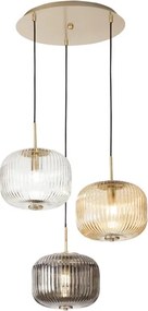 Ondaluce - Lustră suspendată ODETTE, 3xE14/10W/230V, Ø43 cm, auriu/fumuriu