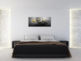 Tabloul cu bile abstracte aurii (120x50 cm)