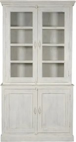 Vitrina din lemn de mango, finisaj alb antichizat, " Library "