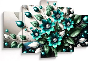 Tablou - Flori turcoaz 3D (150x105 cm)