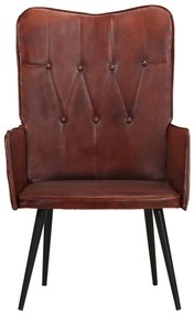 339648 vidaXL Scaun cu spătar înalt, maro, piele naturală