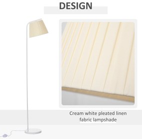 Lampadar cu abajur, baza rotunda, Lampa de sol, Iluminatie casa Mobila casa Metal, 25x27x165 cm, Alb/Crem HOMCOM | Aosom RO