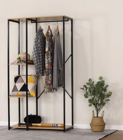 Suport haine cu 3 rafturi, UnicSpot, negru, 90x40.4x167 cm