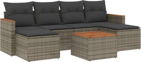 vidaXL Set canapele de grădină, 7 piese, cu perne, gri, poliratan