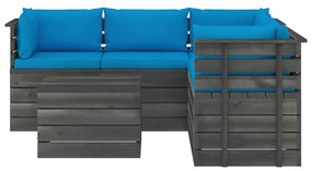Set mobilier gradina din paleti cu perne, 6 piese, lemn pin Albastru deschis, 6