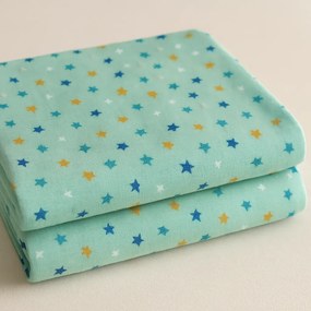 Set 2 scutece finet 100% bumbac pentru bebelusi ,   70A 80 cm ,   Starry Sky Mint
