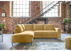 Colțar galben extensibil cu tapițerie din catifea (cu colț pe partea stângă ) Lofty Lilly – Miuform