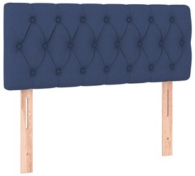 Pat box spring cu saltea, albastru, 100x200 cm, textil Albastru, 100 x 200 cm, Design cu nasturi