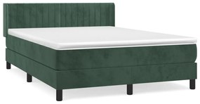 3131078 vidaXL Pat box spring cu saltea, verde închis, 140x190 cm, catifea