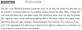 Veioza/Lampa de masa Canterbury