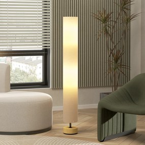 HOMCOM Lampadar de coloana din in pentru sufragerie cu comutator pe picior, 2 x soclu E27, 120 cm, bej | Aosom Romania