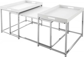 Set de 3 masute design industrial Elements alb