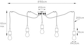 Lustră pe cablu Lucide 08408/05/30 FIX MULTIPLE 5xE27/60W/230V