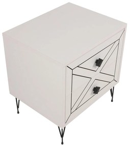 Noptiera Glynn Nightstand, Crem, 40x55x50 cm