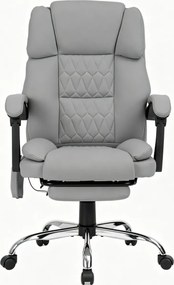 PRESTIGE FABRIC OC-514 PRO – Scaun Directorial Tapițerie Premium Dublu Strat Anti-Zgâriere, Masaj în 7 Puncte, Mecanism Multifuncțional, Suport Picioare, Bază Cromată, Gri
