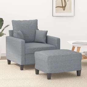3201081 vidaXL Fotoliu canapea cu taburet, gri deschis, 60 cm, textil