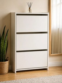 Pantofar in 3 usi, alb 113x70x24 cm