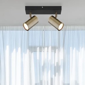 Spot ROBBY 2xGU10/35W/230V negru/alamă Globo 57911-2M