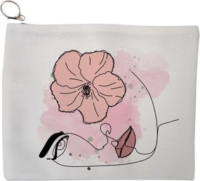 Portfard Cosmetice tip Plic, model Floral Line, 23x18 cm, Alb, BEKZ®