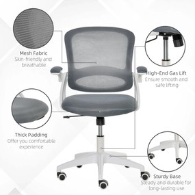 Scaun de Birou Ergonomic Spatar din Plasa si Sezut Capitonat, Inaltime Reglabila, 65.5x61.5x88-97.5cm, Gri Vinsetto | Aosom RO