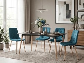 Scaun de sufragerie catifea turcoaz LIBRA