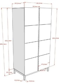 Șifonier de copii alb 99x196x58 cm Eva – Vipack
