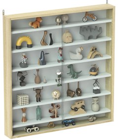 HOMCOM Vitrină pentru colecții vitrină de perete 80 x 9,5 x 83 cm 6 rafturi reglabile pe înălțime 2 uși glisante din sticlă | Aosom Romania