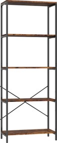 HOMCOM Raft, 5 polițe, metal, suprafață melaminată, maro | Aosom Romania