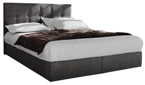 Pat matrimonial Boxspring 140 cm Porto (gri) ( cu saltea și sp. depozitare). 1047303