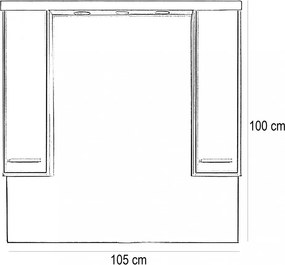 Dulap suspendat cu oglindă Nerva 105 cm, stejar Sonoma