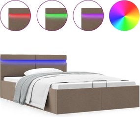 vidaXL Cadru pat hidraulic depozitare LED gri taupe 120x200 cm textil