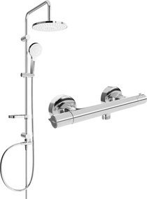 Mexen Slim Erik set de duș exterior cu ploaie și baterie de duș termostatică, crom - 77105205-00