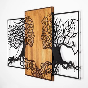 Decoratiune de perete lemn Tree Love - 312, Negru, 3x79x125 cm