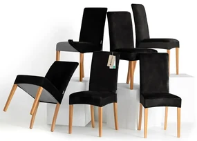 Restilo Husă pentru scaun Sento negru, 48 x 48 x58 + 10 cm, set de 6 bucăți