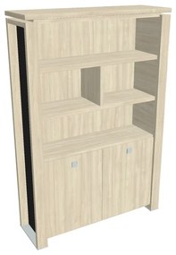 Dulap înalt Verno+ S 140 x 46 x 210 cm, cu rafturi, salcâm / negru