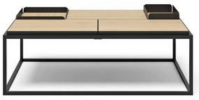 Măsuță de cafea negru-natural cu blat cu aspect de lemn de stejar 75x120 cm Douro – TemaHome