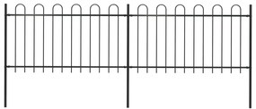 Gard de gradina cu varf curbat, negru, 3,4 x 1 m, otel 1, 1 m, 3.4 m