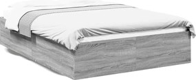 vidaXL Cadru de pat, gri sonoma, 140x200 cm, lemn prelucrat