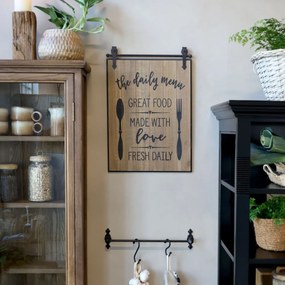 Decoratiune de perete, din lemn de pin, The Daily Menu