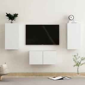 Set dulapuri TV, 3 piese, alb, PAL 1, Alb, 60 x 30 x 30 cm