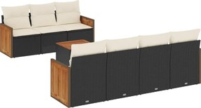 vidaXL Set mobilier de grădină cu perne, 8 piese, negru, poliratan