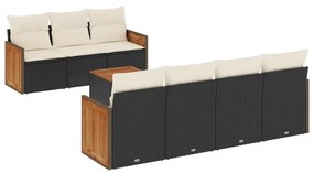 3259886 vidaXL Set mobilier de grădină cu perne, 8 piese, negru, poliratan