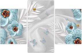 Tablou - 3D Flori albastre (90x60 cm)