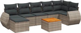 vidaXL Set canapele de grădină cu perne, 8 piese, gri, poliratan