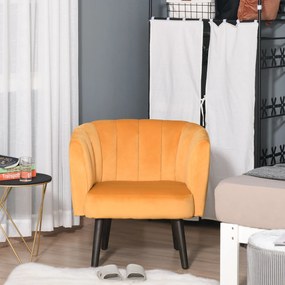 HOMCOM Fotoliu din Catifea pentru Sufragerie, Fotoliu scaun pentru Dormitor in Stil Vintage Galben 79x66,5x79cm
