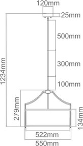 Open Design OR80896 - Lustră STANZA pe tijă, 4xE27/15W/230V, Ø 55 cm, alamă/alb