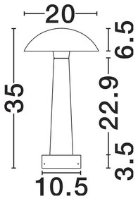 Stalp LED din ciment alb pentru exterior IP65 Tura H-35cm