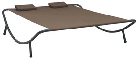 vidaXL Pat șezlong de exterior, maro, material textil