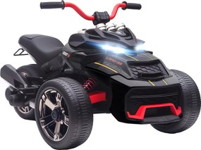 AIYAPLAY Quad electric copii mașină electrică pentru copii 12V 3 roți 2 motoare player MP3, claxon, 2 viteze 3-5 km/h negru | Aosom Romania