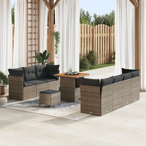 Set de canapea de grădină vidaXL cu perne Gri Ratan Acacia